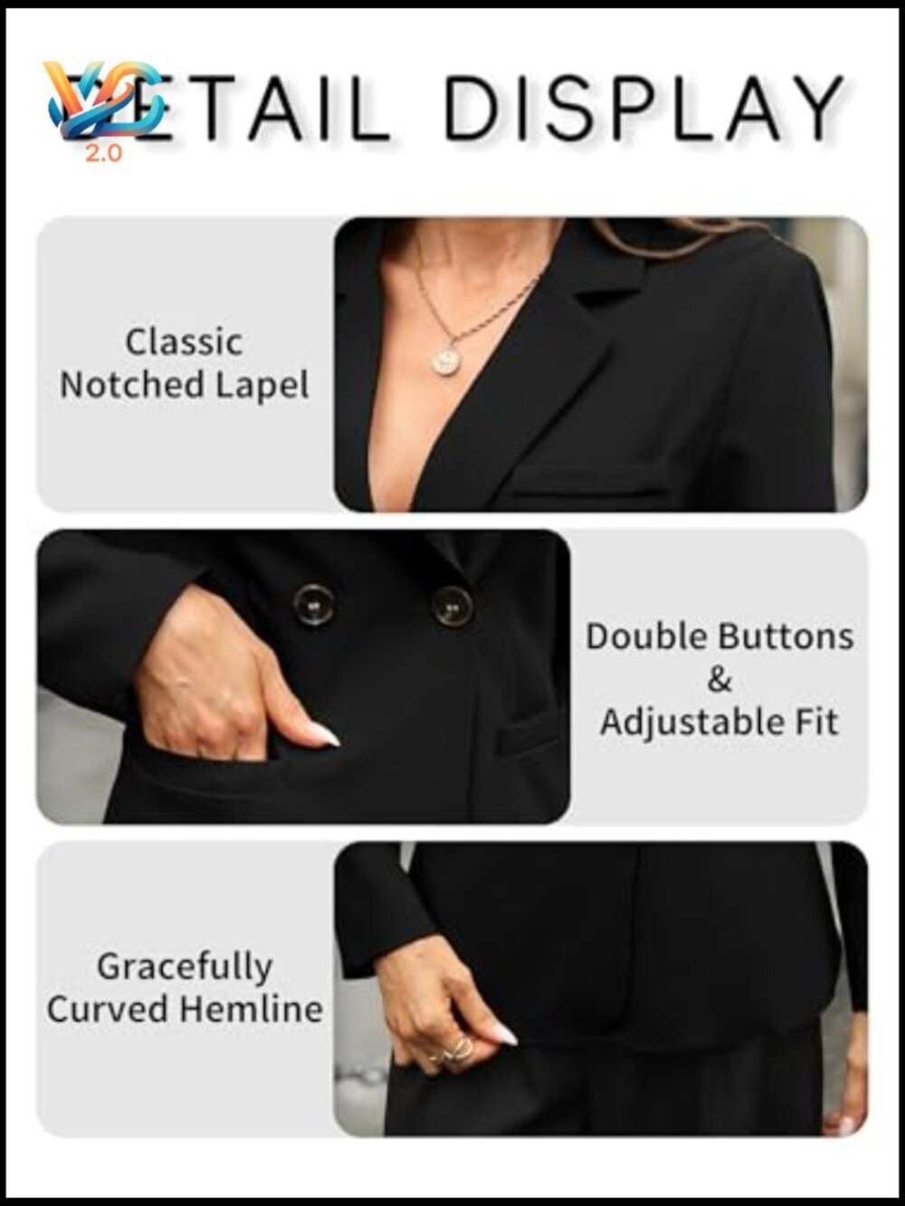 Slim Fit Blazer with Pockets, Long Sleeve, Recycled Polyester, Office Wear - Picture 6 of 7